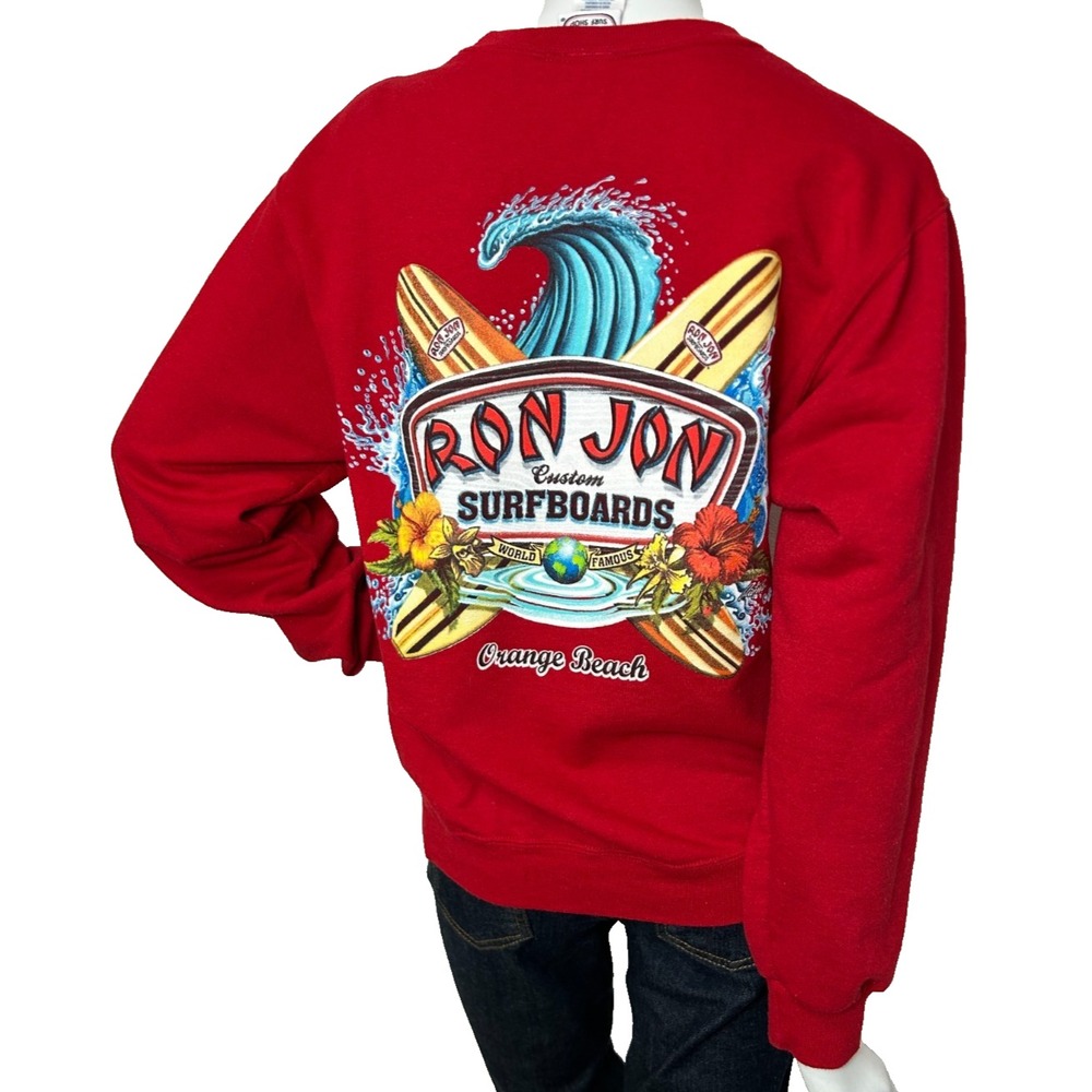 2015 Ron Jon Surf Shop Sweatshirt Mens Small Crewneck Red Orange Beach AL